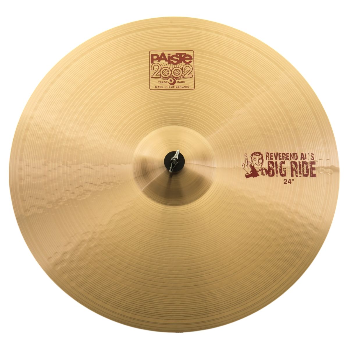 Front view of Paiste 24" 2002 "Reverend Al's" Big Ride Cymbal on white background