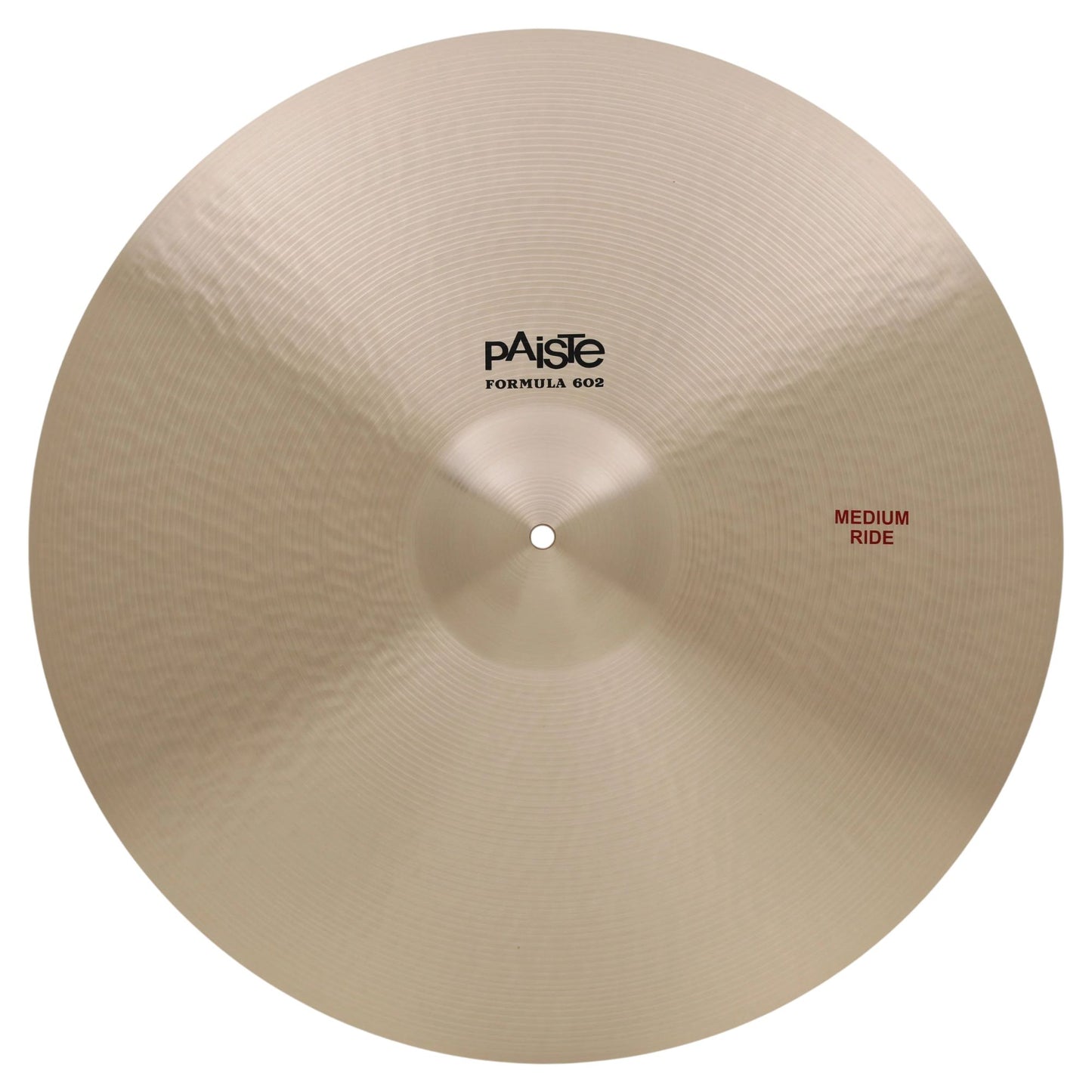 Front view of Paiste 24" Formula 602 Medium Ride Cymbal on white background