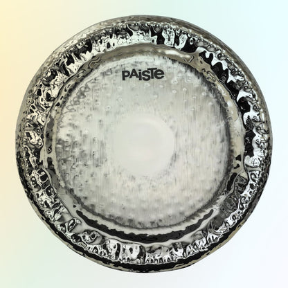 Front view of Paiste 30" Symphonic Gong Brilliant on multicolored background