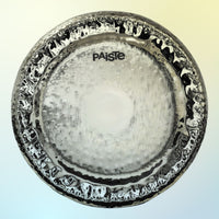 Front view of Paiste 34" Symphonic Gong Brilliant on multicolored background