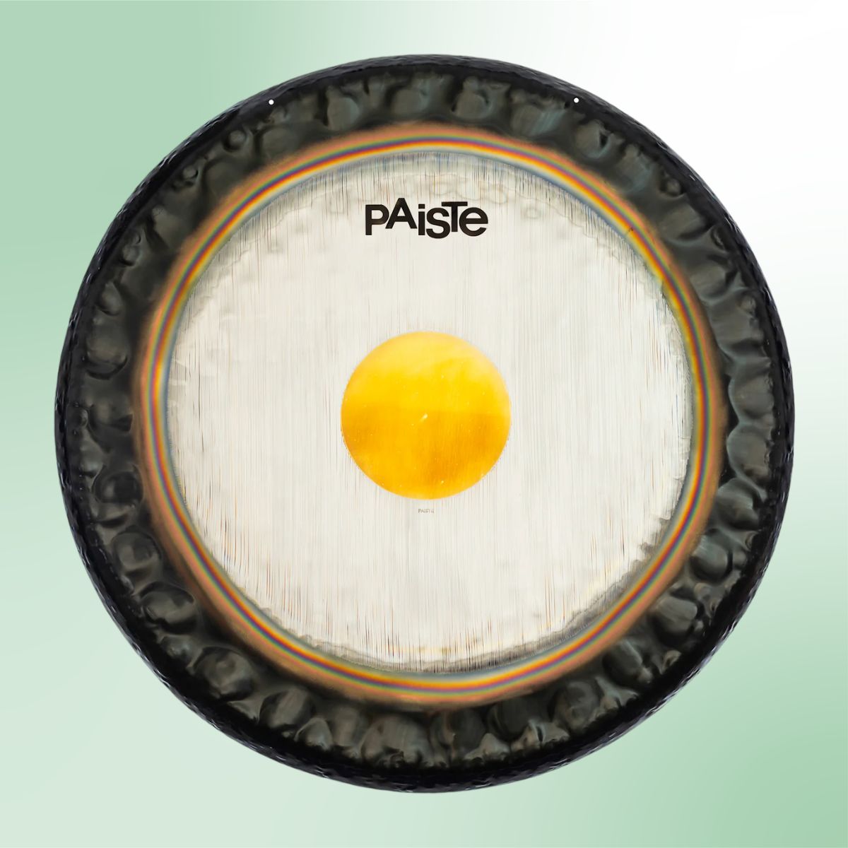 Front view of Paiste 36" Symphonic Gong on green background