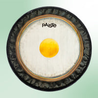 Front view of Paiste 36" Symphonic Gong on green background