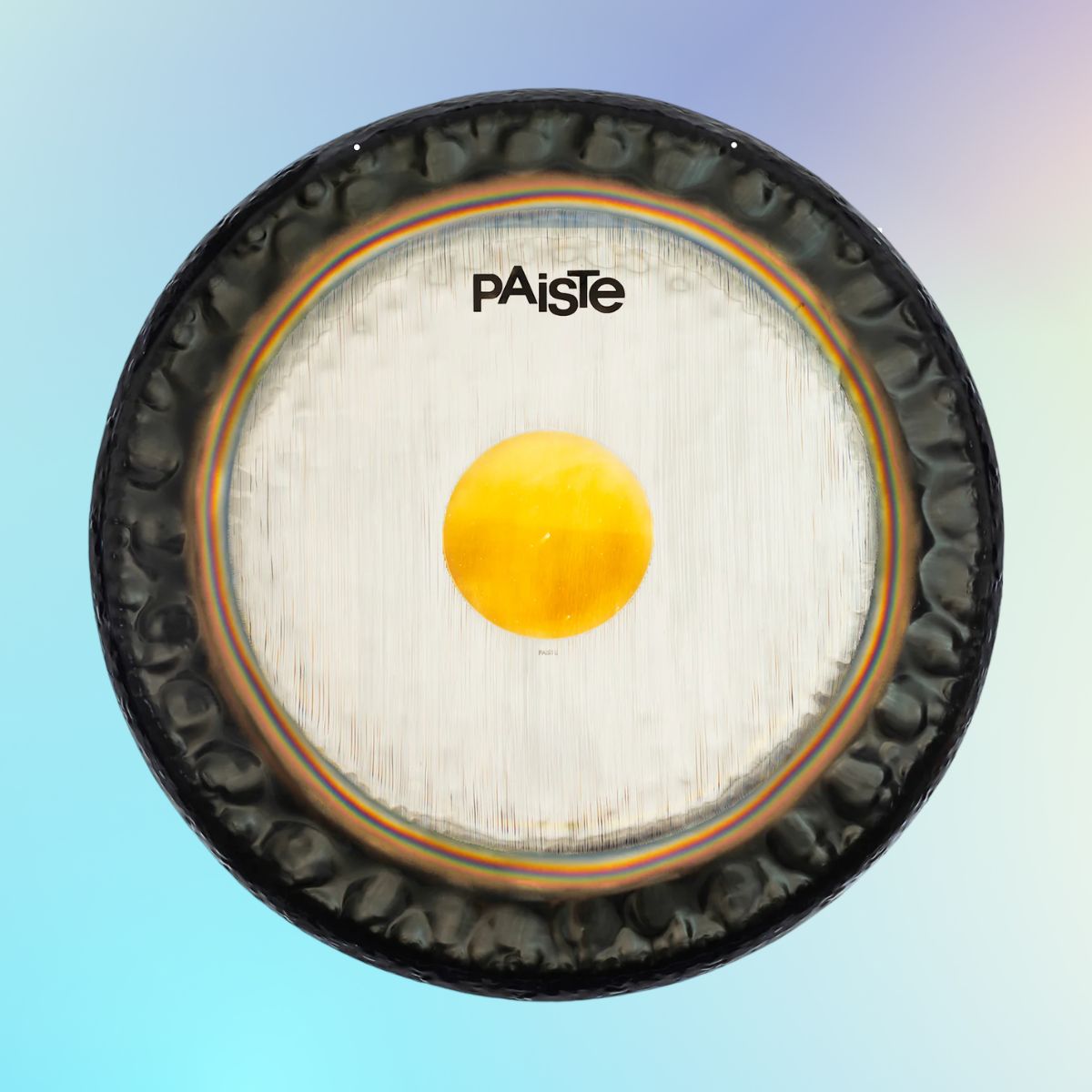 Front view of Paiste 40" Symphonic Gong on blue gradient background