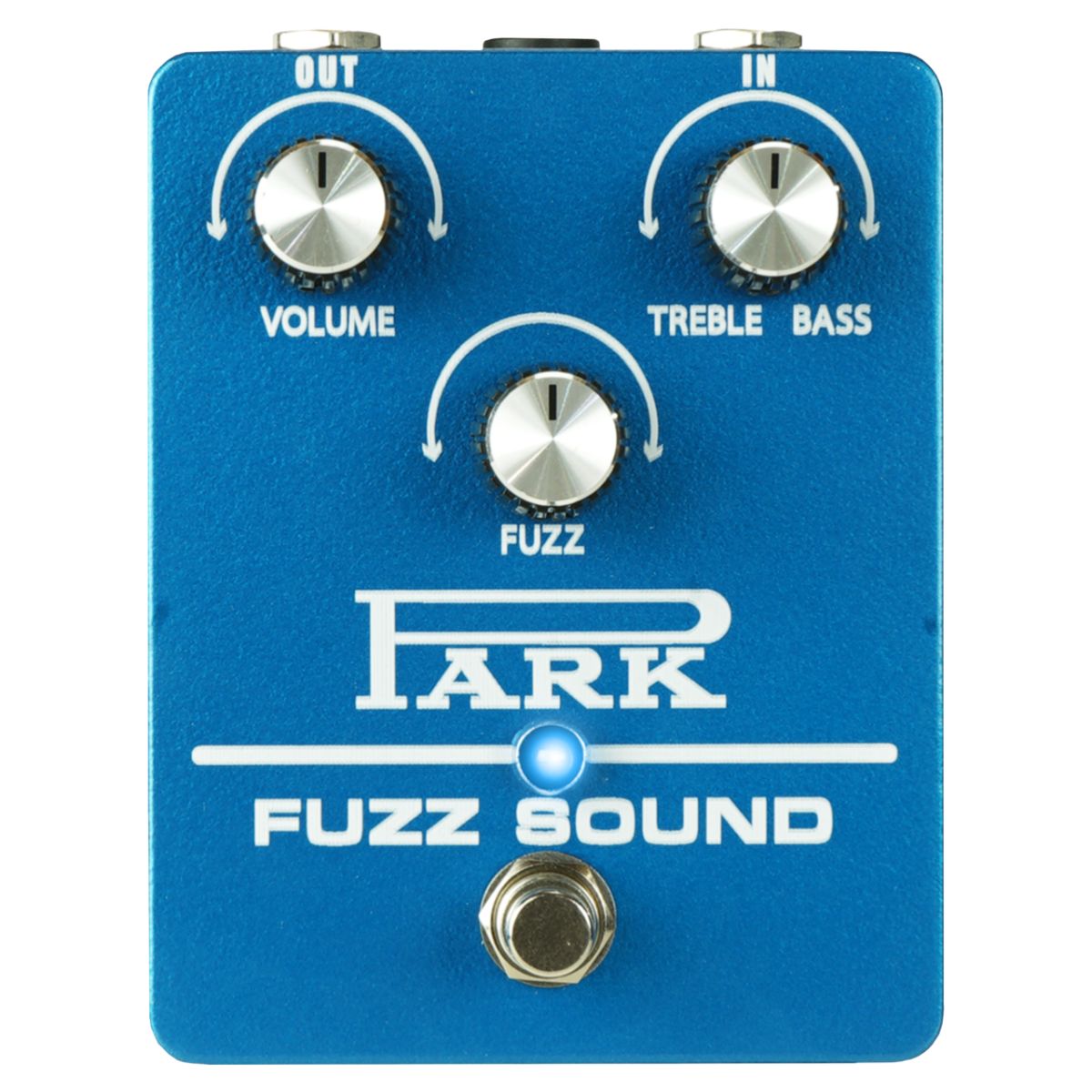 Front view of Park Custom Shop Fuzz Sound Pedal on white background