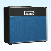 Angled view of Park P18C Park 18 Combo (1974/Tremolo) Custom Guitar Amplifier on blue background