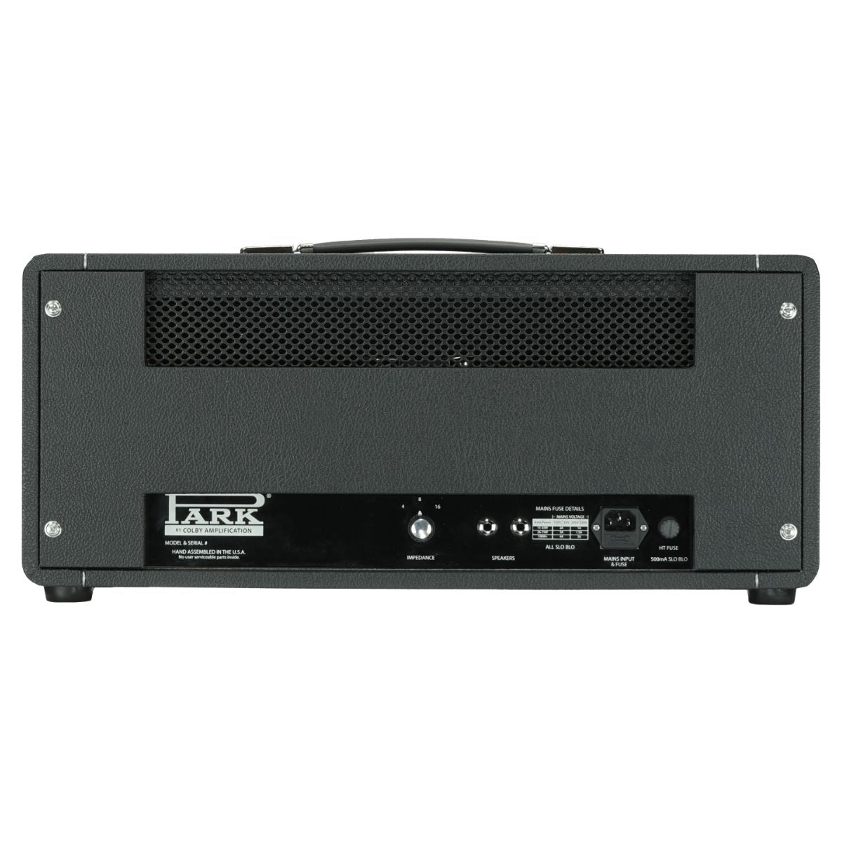 Rear ports view of Park P50M Custom Guitar Amplifier Head on white background
