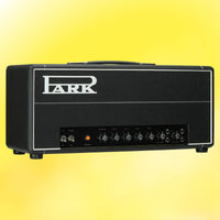 Angled view of Park P75 Classic (1969) Custom Guitar Amplifier Head on yellow background