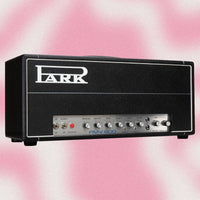 Angled view of Park PMV800 Handwired Custom Guitar Amplifier Head on pink background