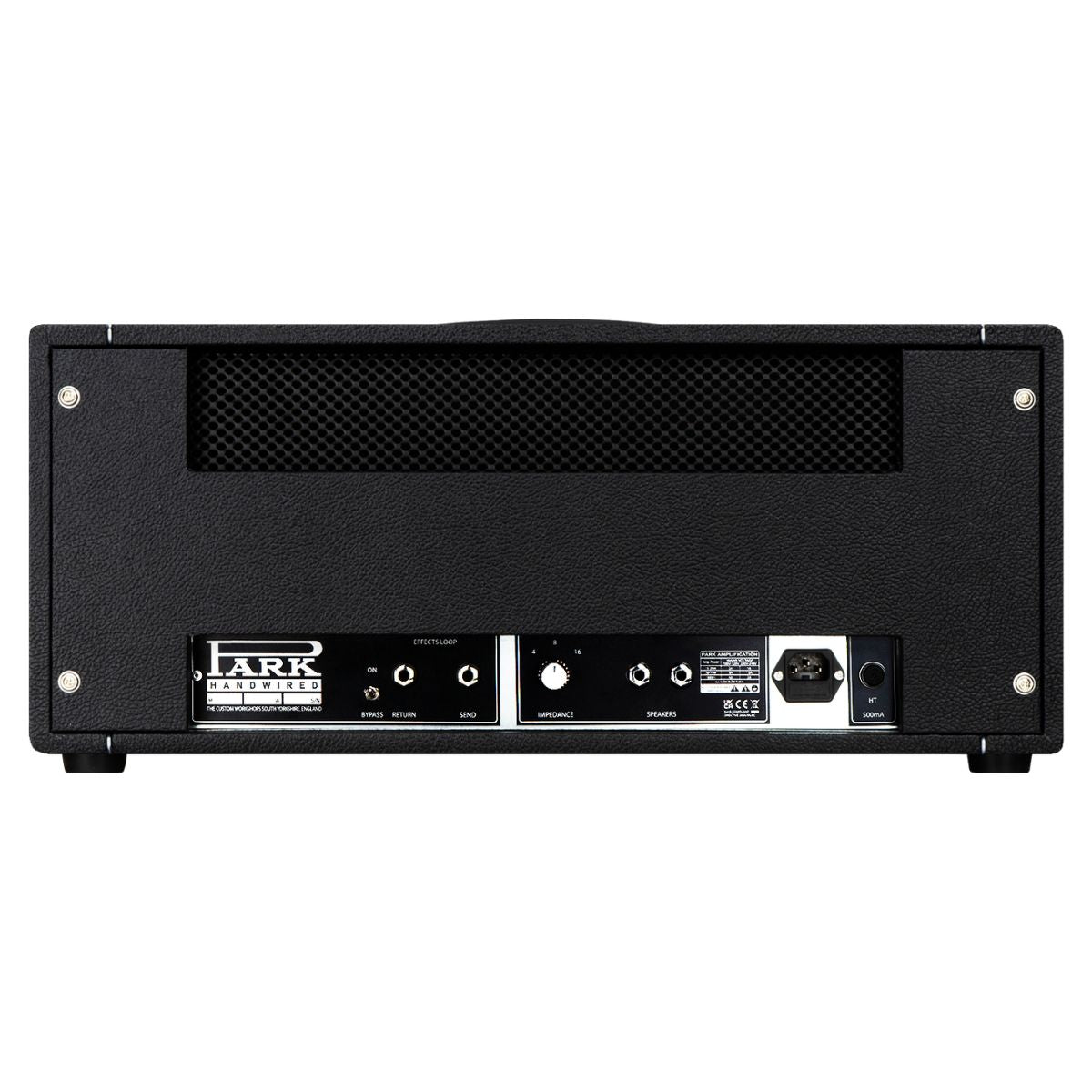 Rear ports view of Park PMV800 Handwired Custom Guitar Amplifier Head on white background