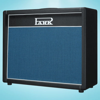 Angled view of Park S1-212 (Angled Grill) Speaker Cabinet on blue background
