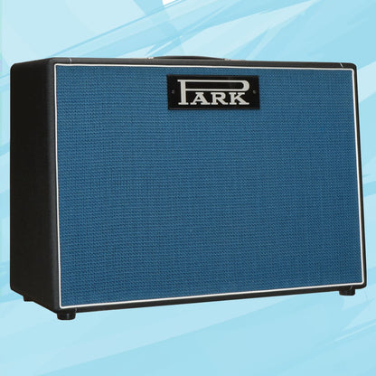 Angled view of Park SA-212 (Angled Grill) Speaker Cabinet on blue background