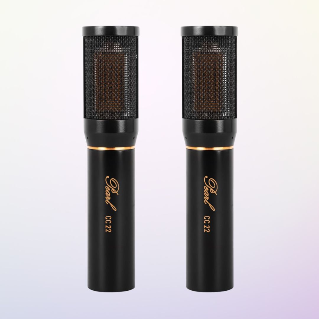 Front view of Pearl CC 22 Matched Pair on purple background