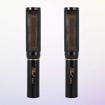 Front view of Pearl Microphone Labs ELM-C Matched Pair on purple background