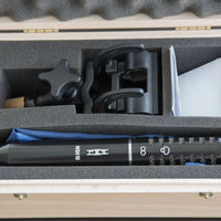 Close up of in-box view of Pearl Microphone Labs MSH 10 and shock mount
