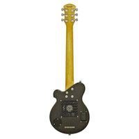 Rear view of Pignose PGG 200 Electric Guitar Black Paisley on white background