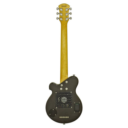 Rear view of Pignose PGG 200 Electric Guitar Black Paisley on white background