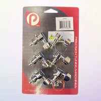 Ping P2656A 6-In-Line Geared Individual Machine Heads (6 Left Chrome) in packaging on purple background