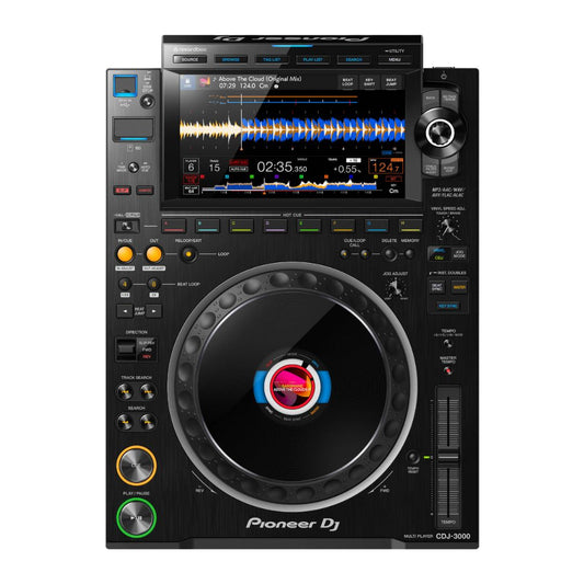 Pioneer DJ CDJ-3000 DJ player with display and control buttons on a white background