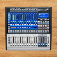 PreSonus StudioLive digital performance and recording mixer on a wooden surface