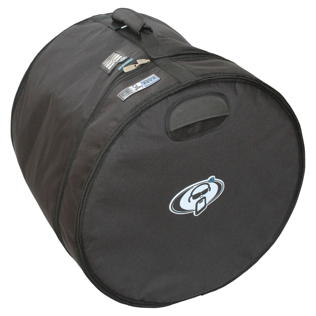 Angled view of Protection Racket 1424-00 Bass Drum Case 24"x14" on white background
