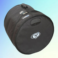 Angled view of Protection Racket 1424-00 Bass Drum Case 24"x14" on blue background