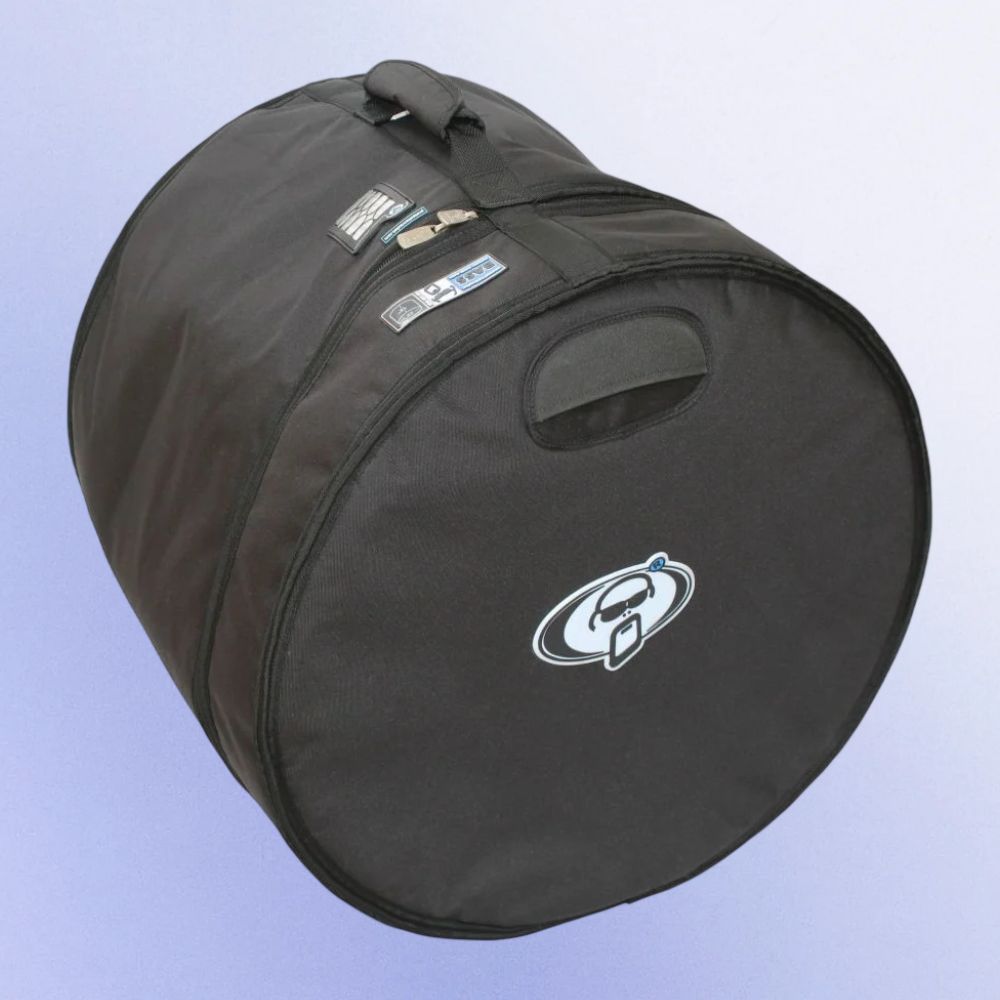 Angled view of Protection Racket 2024-00 Bass Drum Case 24"x20" on purple background
