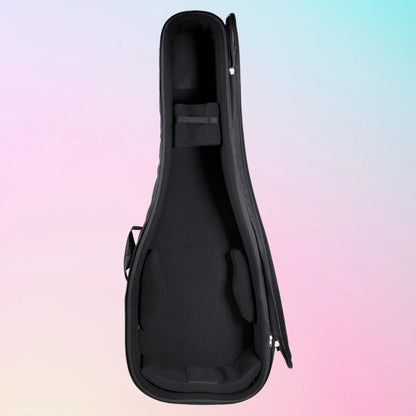 Inside view of Protection Racket 7051-00 Standard Electric Bass Guitar Case on multicolored background