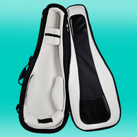 Inside view of Protection Racket 7152-00 Deluxe Classical Guitar Case on blue background