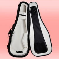 Inside view of Protection Racket 7153-00 Deluxe Acoustic Guitar Case on pink background