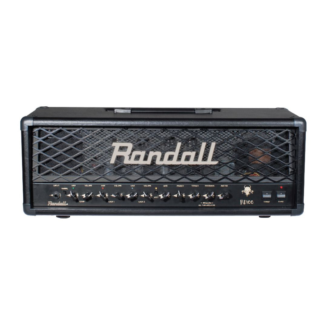 Front view of Randall RD100H Diavlo Guitar Amplifier Head on white background