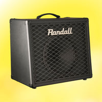 Angled front view of Randall RD20-112 Diavlo Combo Amplifier on yellow background