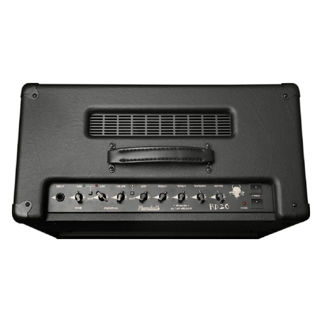 Top controls view of Randall RD20-112 Diavlo Combo Amplifier on white background