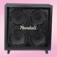 Front view of Randall RD412-S80 Diavlo Guitar Speaker Cabinet on pink background