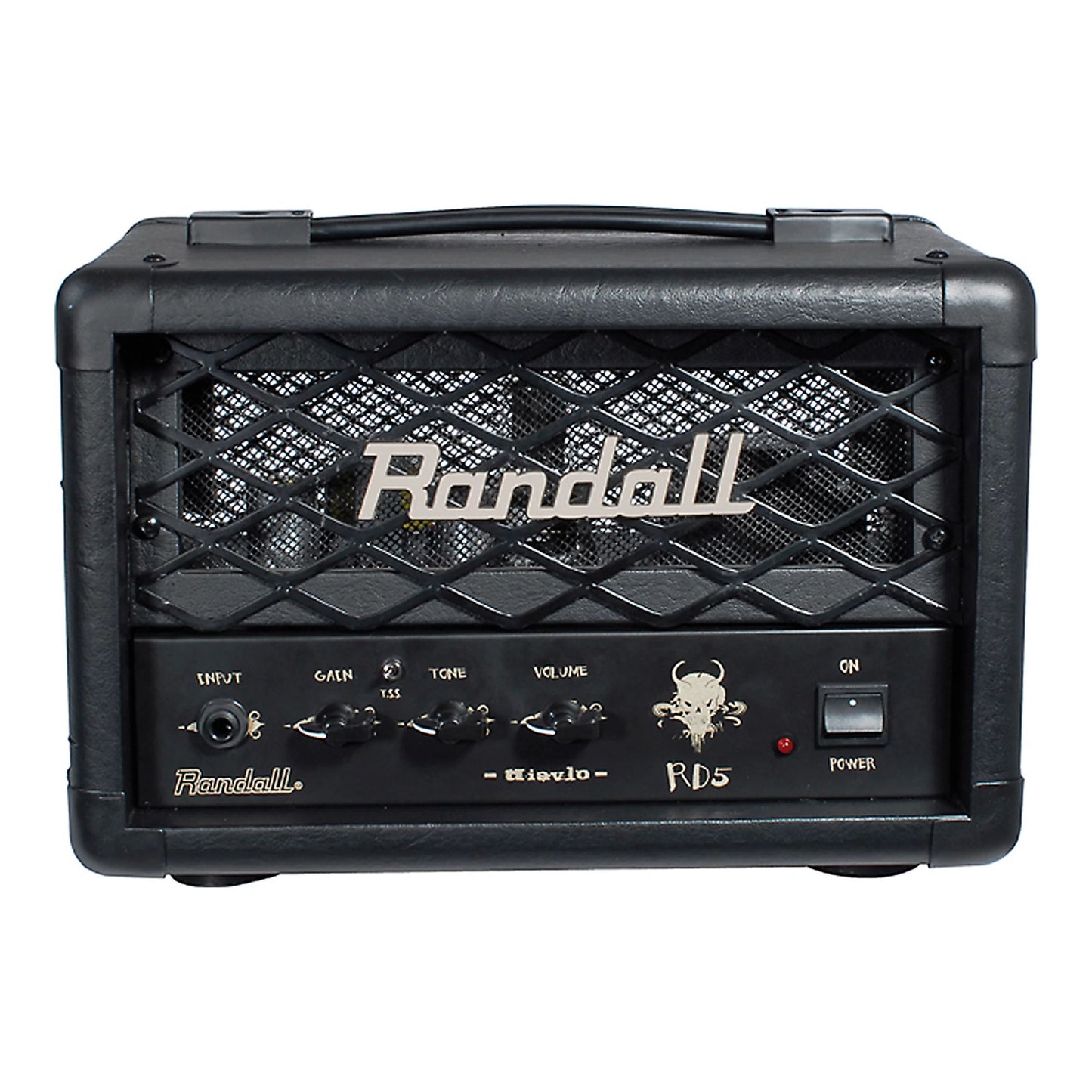 Front view of Randall RD5H Diavlo Guitar Amplifier Head on white background