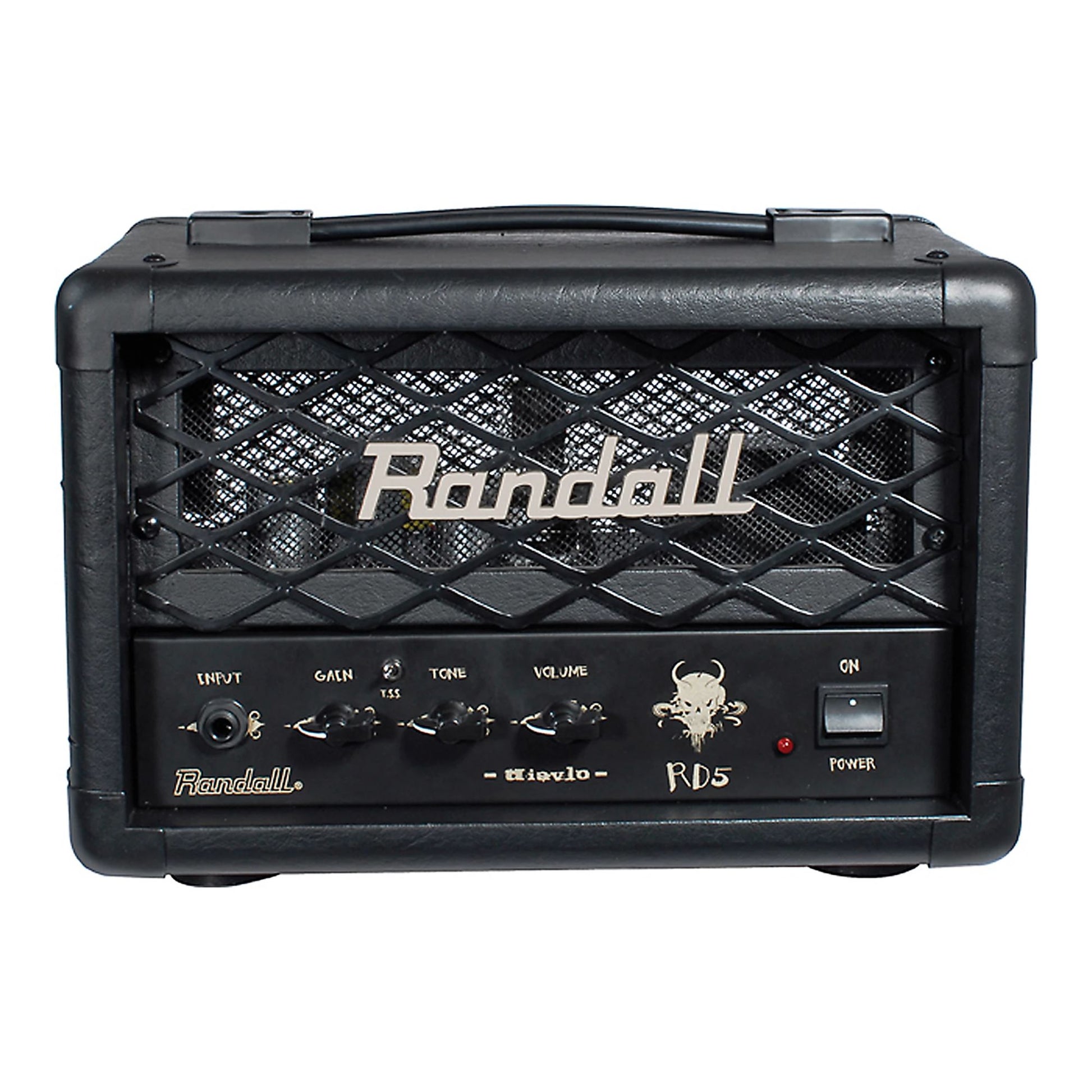 Front view of Randall RD5H Diavlo Guitar Amplifier Head on white background