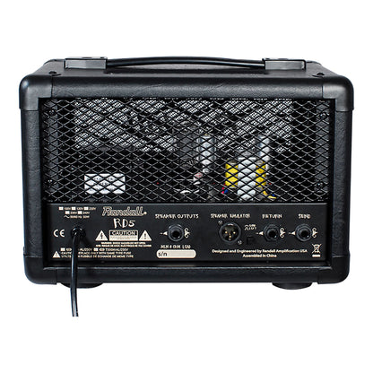 Rear view of Randall RD5H Diavlo Guitar Amplifier Head on white background