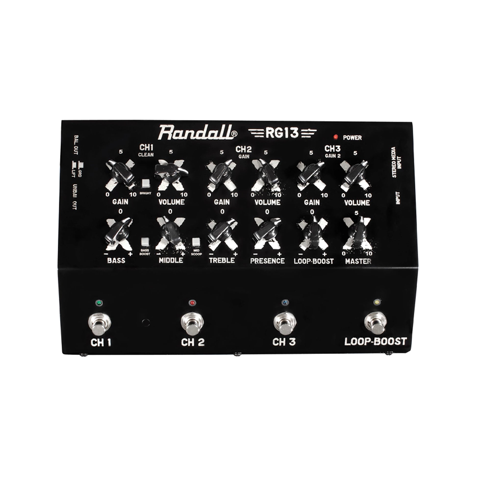 Front view of Randall RG13 Guitar Pedal Amplifier on white background