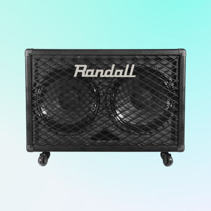 Front view of Randall RG212 Guitar Speaker Cabinet on blue background