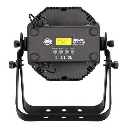 Rear view of ADJ Mirage Par H IP Wireless DMX LED PAR on white background