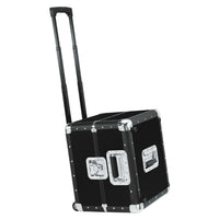 Angled side view of Reloop 120 Trolley Record Case (Black) on white background