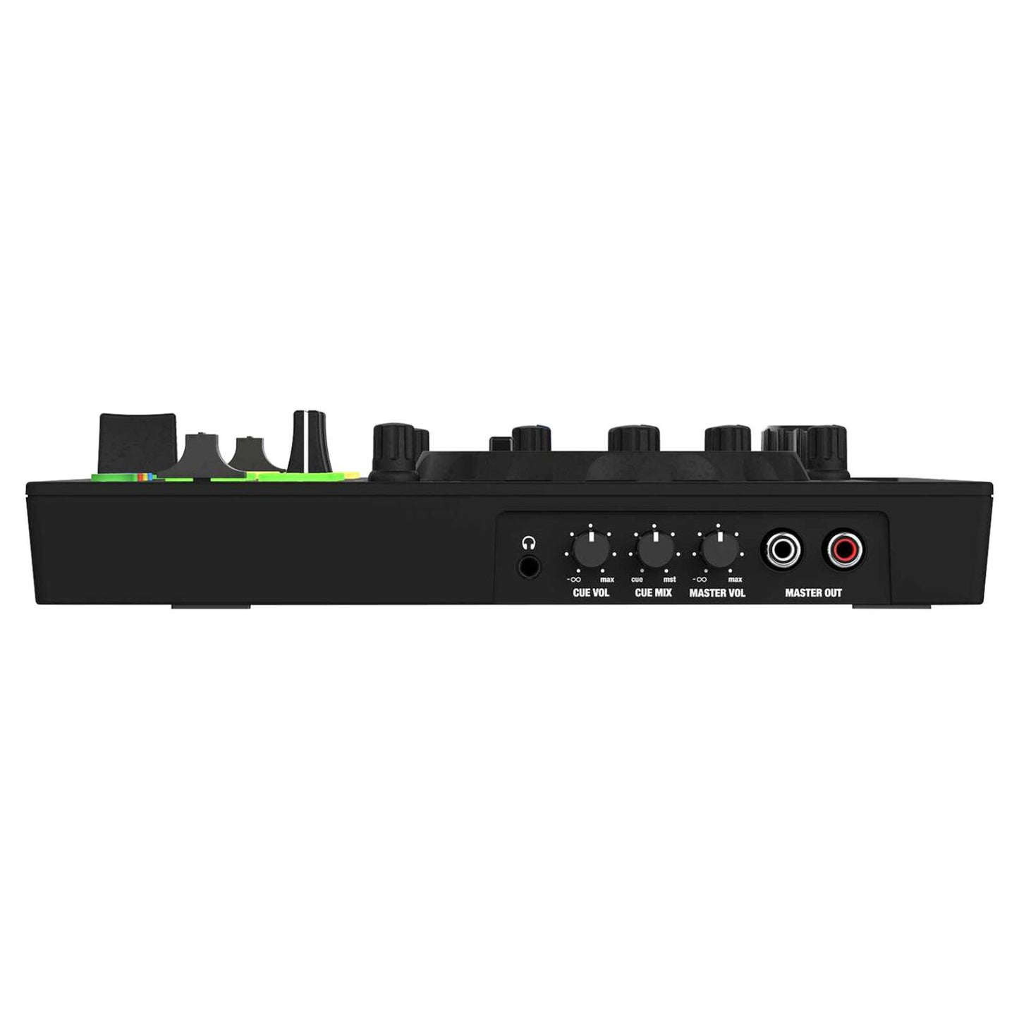 Right side ports and knobs view of Reloop Buddy Compact 2-Deck DJ Controller on white background