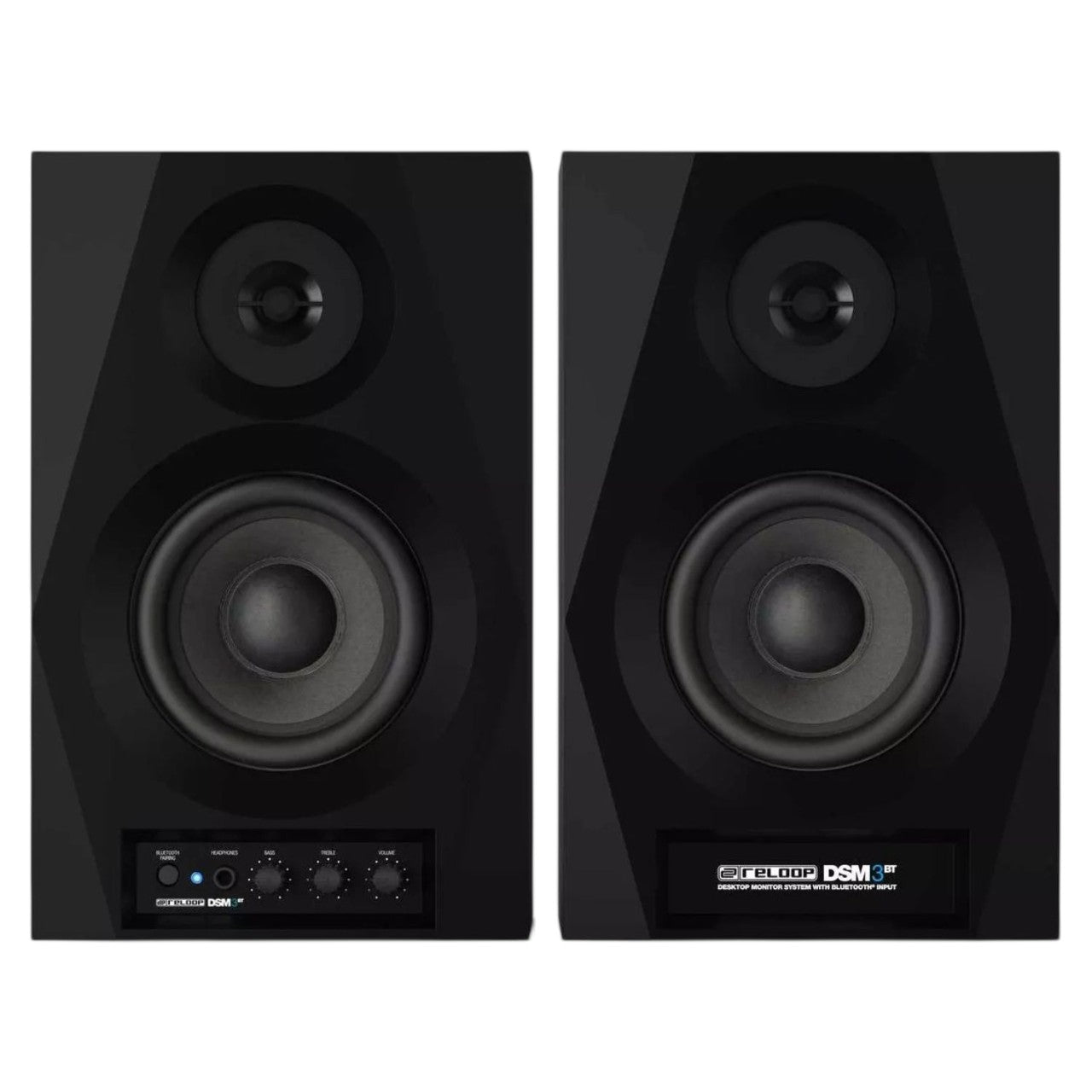 Front view of Reloop DSM-3 BT Smart Desktop Monitor System w/ Wireless Input on white background