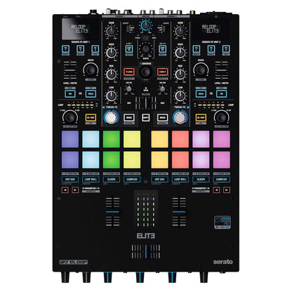 Front view of Reloop ELITE High Performance DVS Mixer for Serato on white background