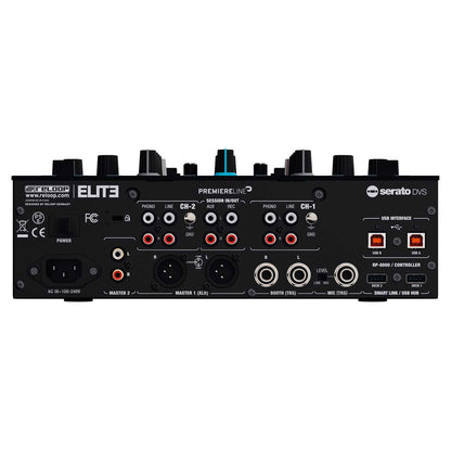 Top ports view of Reloop ELITE High Performance DVS Mixer for Serato on white background