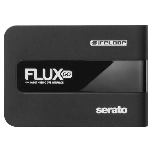 Front view of Reloop Flux Go USB-C DVS Interface for Serato DJ Pro on white background