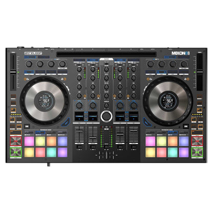 Front view of Reloop Mixon 8 Pro DJ Controller on white background