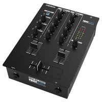 Angled view of Reloop RMX-10 BT Compact Bluetooth DJ Mixer on white background