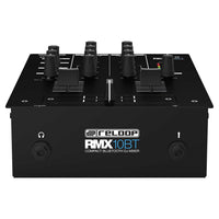Bottom ports view of Reloop RMX-10 BT Compact Bluetooth DJ Mixer on white background