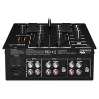 Top ports view of Reloop RMX-10 BT Compact Bluetooth DJ Mixer on white background