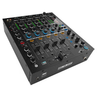 Angled view of Reloop RMX-95 Digital Club Mixer on white background